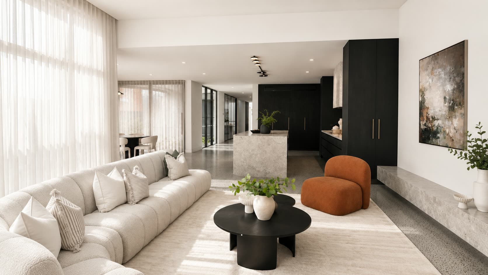 A Melbourne living room professionally styled by Piller Property Styling for sale