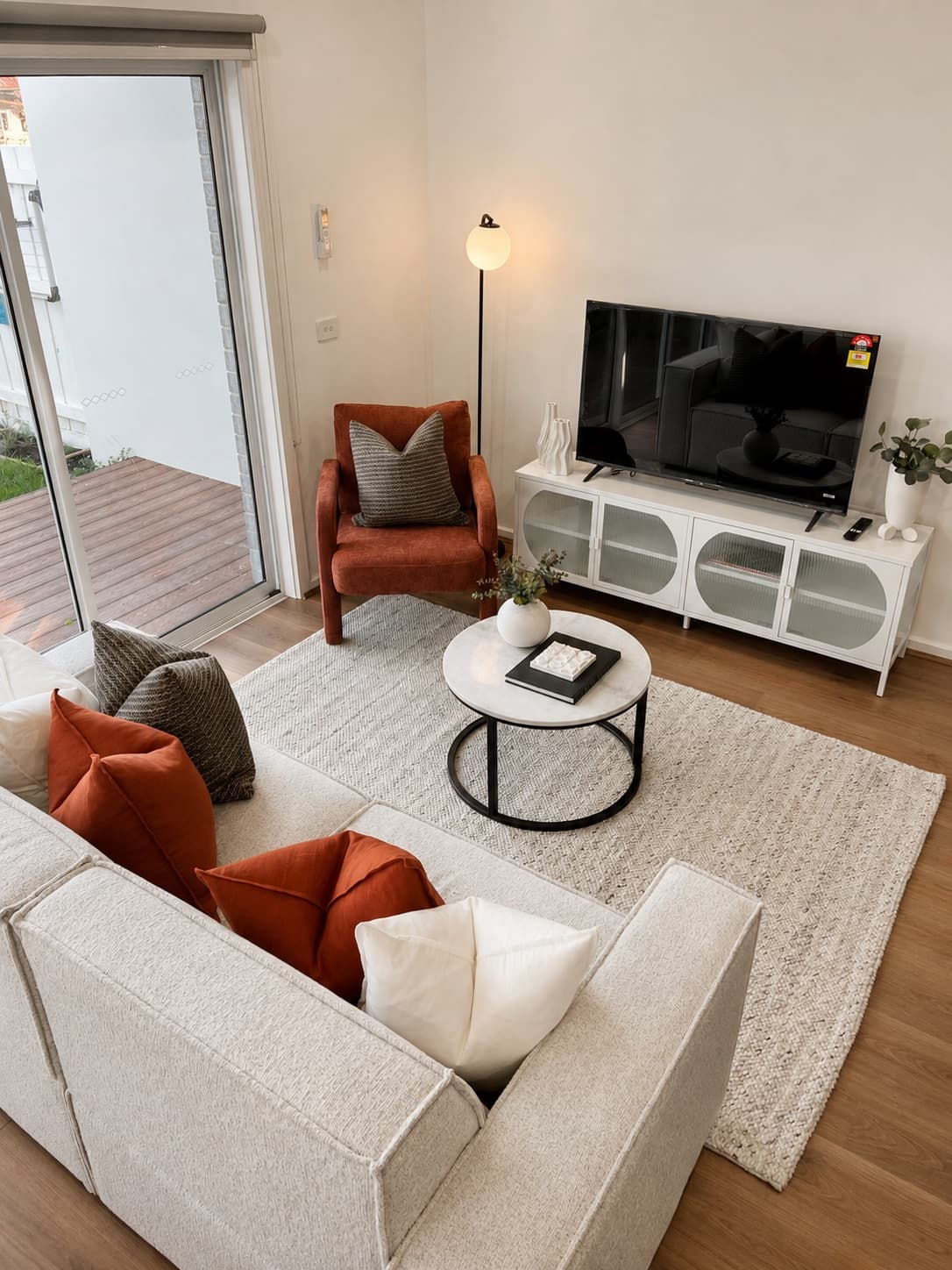 Short-stay living area styled by Piller